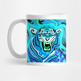 blue fire bengal tiger ecopop in chine pattern art Mug